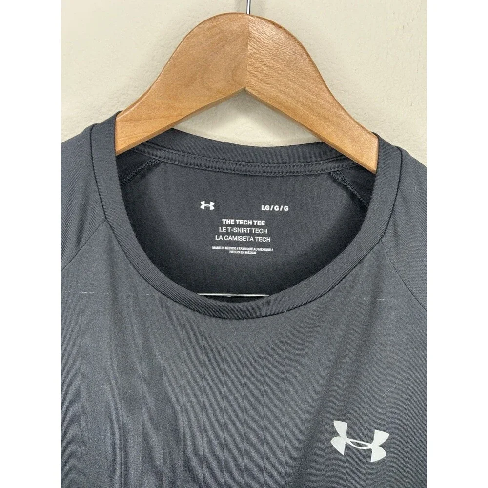 Under Armour Mens Size Large THE TECH TEE Black Training Athletic Workout Shirt
